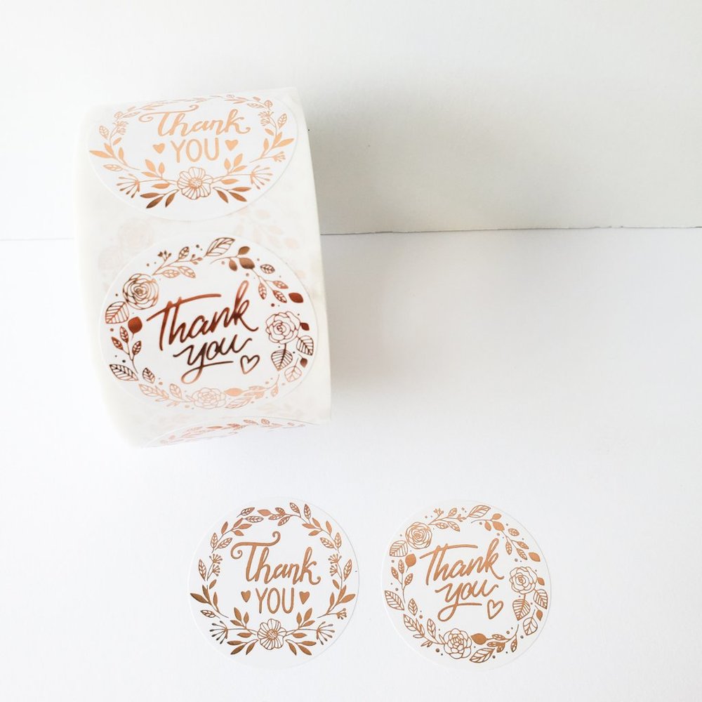 1.5" Thank You Stickers Gold Foil - Roll of 500 Stickers